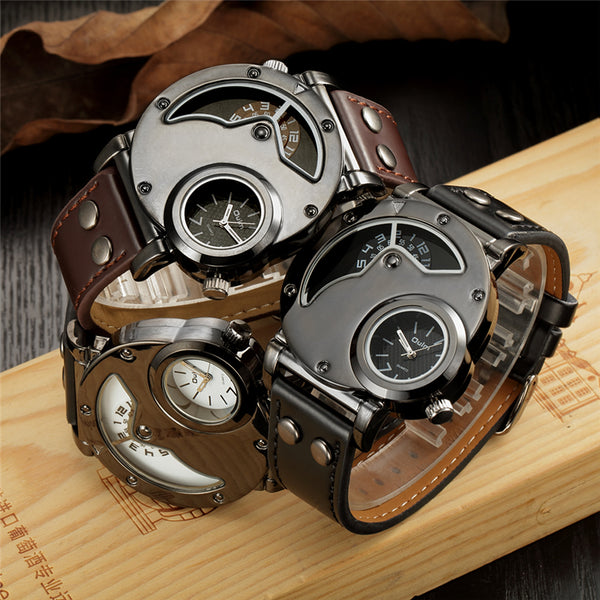 Leather Strap Military Sport Watch
